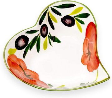 Lashuma Dessertschale Tomate Olive, Keramik, (1-tlg), Obstschale in Herz Form 19x17 cm aus Italien