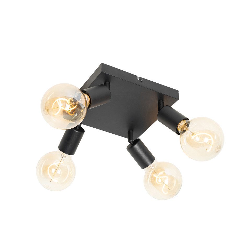 Qazqa LED Aufbaustrahler Facil, ohne Leuchtmittel, Warmweiß, QAZQA Aufbau­spot, e27, Schwarz, Stahl, Modern