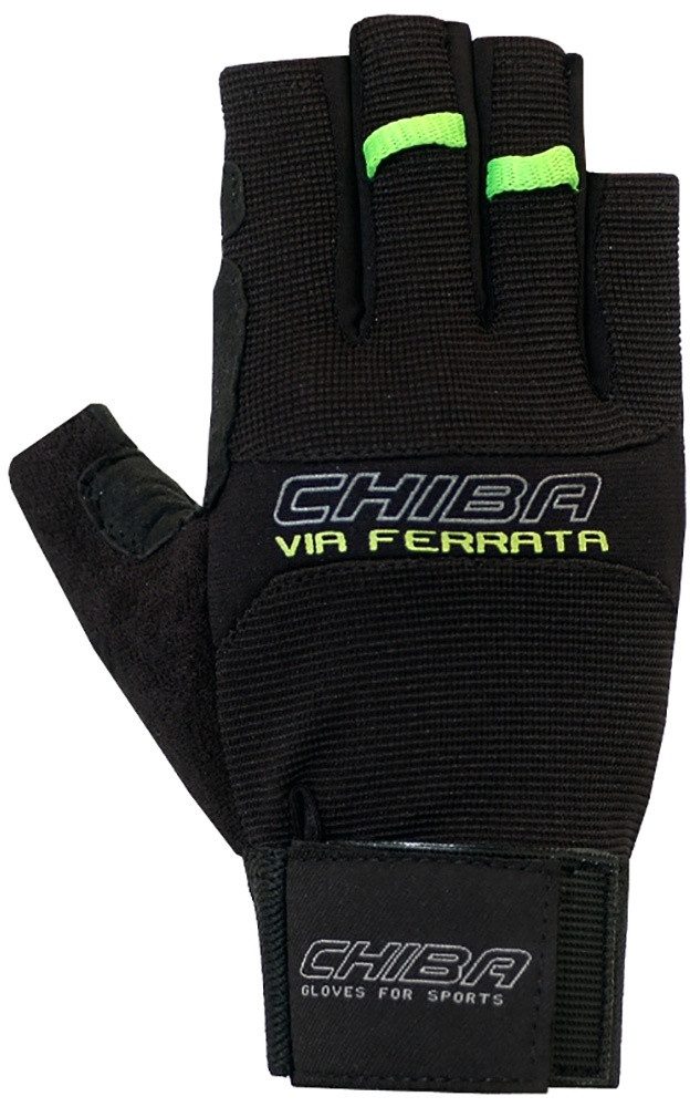 Chiba Kletterhandschuhe Via Ferrata (Quickpull-Ausziehhilfe) schwarz - 1 Paar
