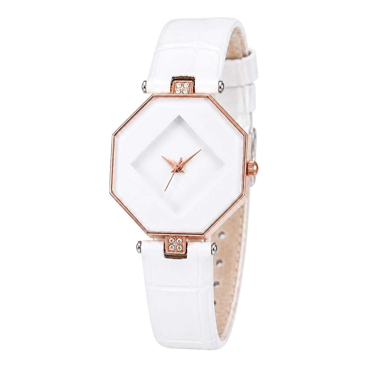 Taffstyle Quarzuhr Elegante Damenuhr mit achteckigem Gehäuse und facettierter Glasoptik, (Stilvolle Analoguhr als Schmuckaccessoire für Alltag Büro und Anlässe)