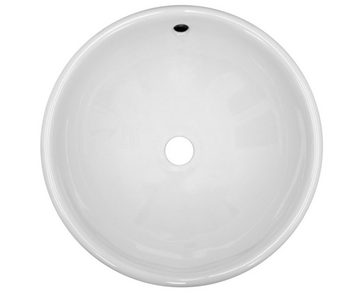 HAGO Aufsatzwaschbecken Keramik Waschbecken rund Ø420x170 weiß mit Überlauf Aufsatzwaschbecken
