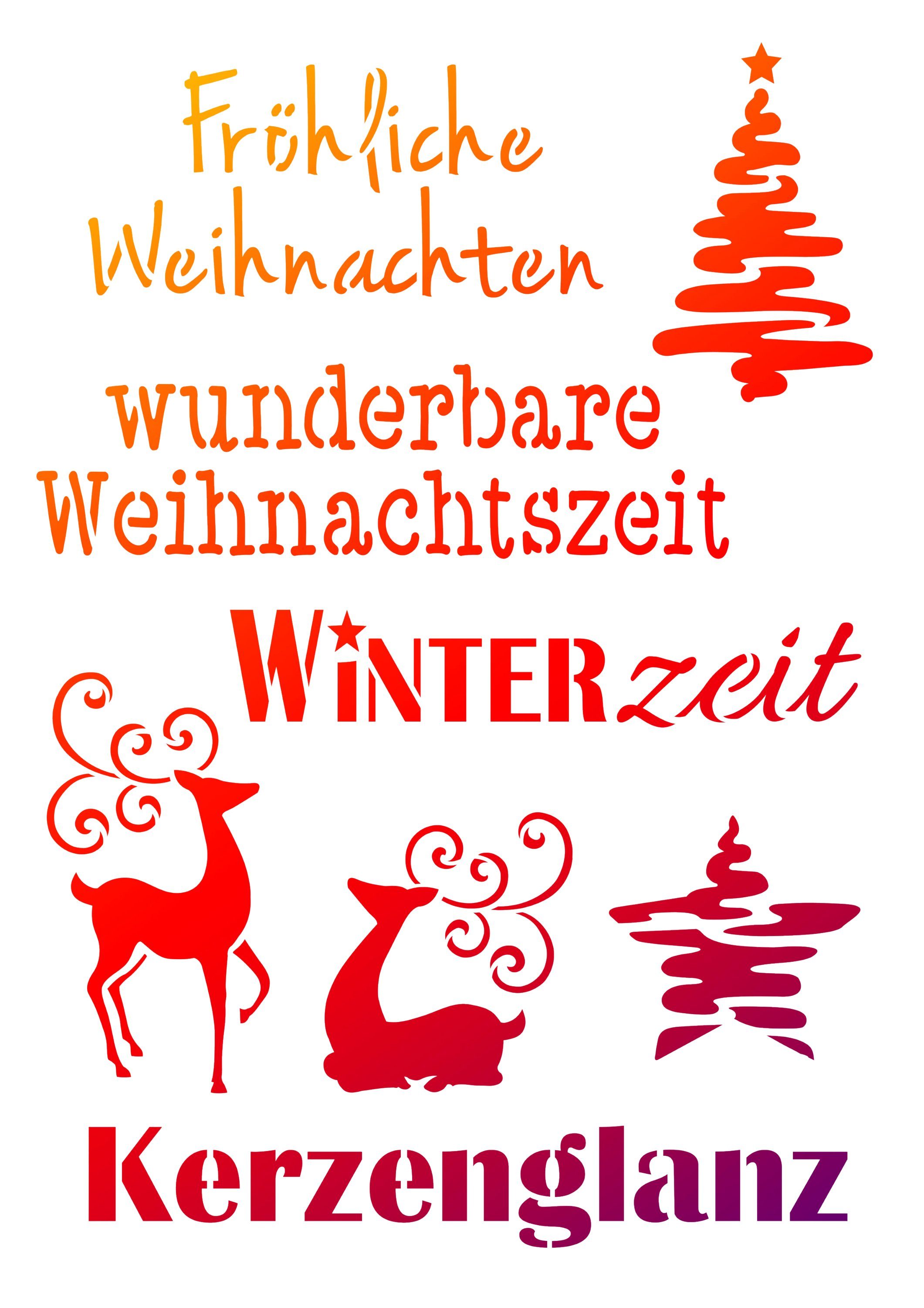 Viva Decor Motivschablone Schablone Weihnachtsmotive + Schriften, DIN A4