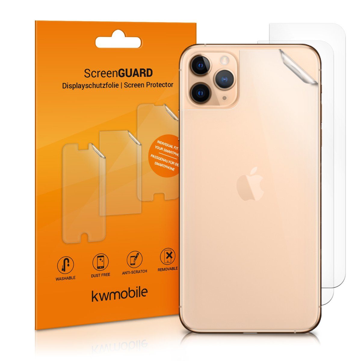 kwmobile Schutzfolie 3x Folie Rückseite für Apple iPhone 11 Pro Max, Backcover Smartphone ...