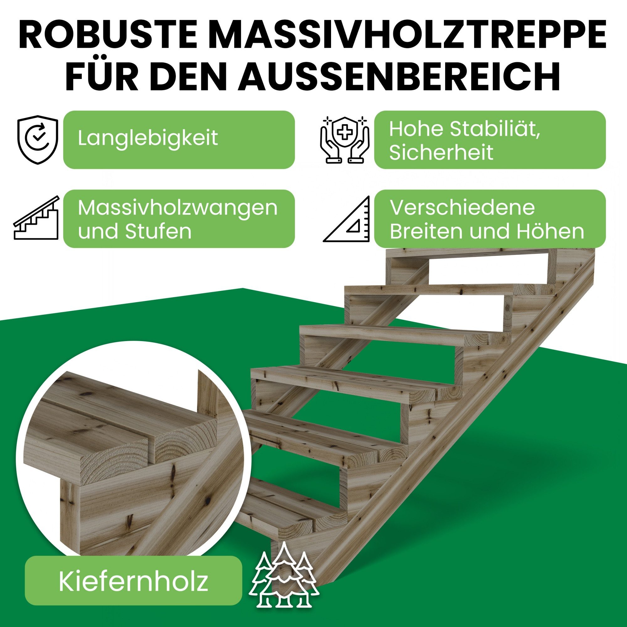 Gartenwelt Riegelsberger Außentreppe Terrassentreppe Kiefer kesseldruckimpr günstig online kaufen