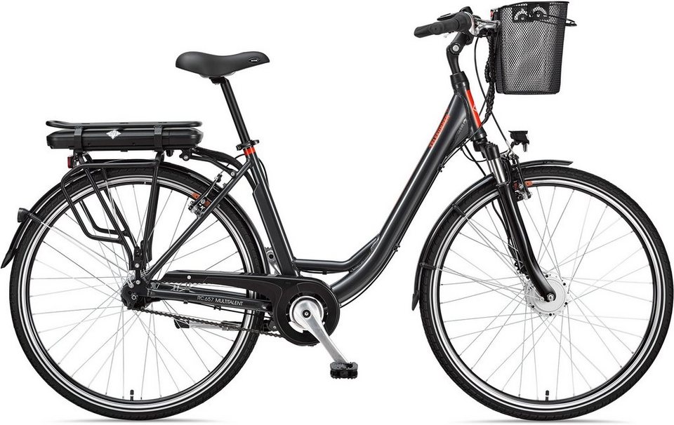 Telefunken E-Bike RC657 Multitalent, 7 Gang Shimano Nexus Schaltwerk,  Nabenschaltung, Frontmotor, 468 Wh Batterie, mit abnehmbarem  Einkaufs-Fahrradkorb