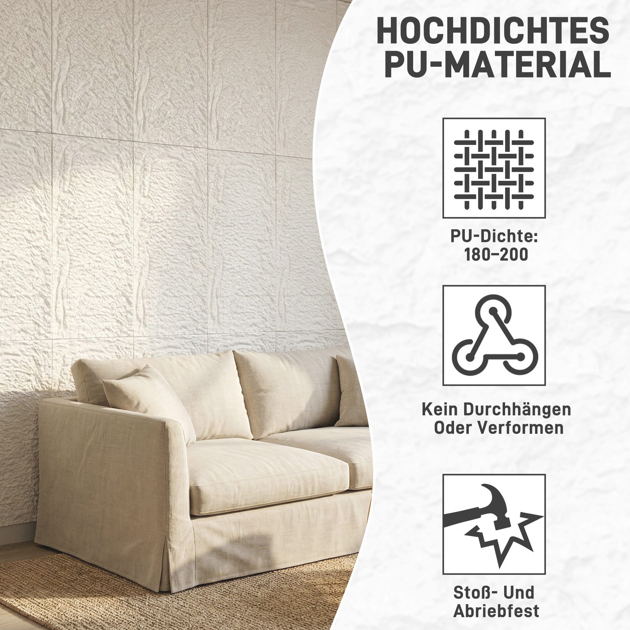 FIVMEN 3D Wandpaneel 120x60 cm Steinoptik Polystyrol Wandverkleidung 5cm dick, (6-tlg) Leichte Deckenpaneele & Wandplatten, für Wohnzimmer Küche – Bild 5 von 5