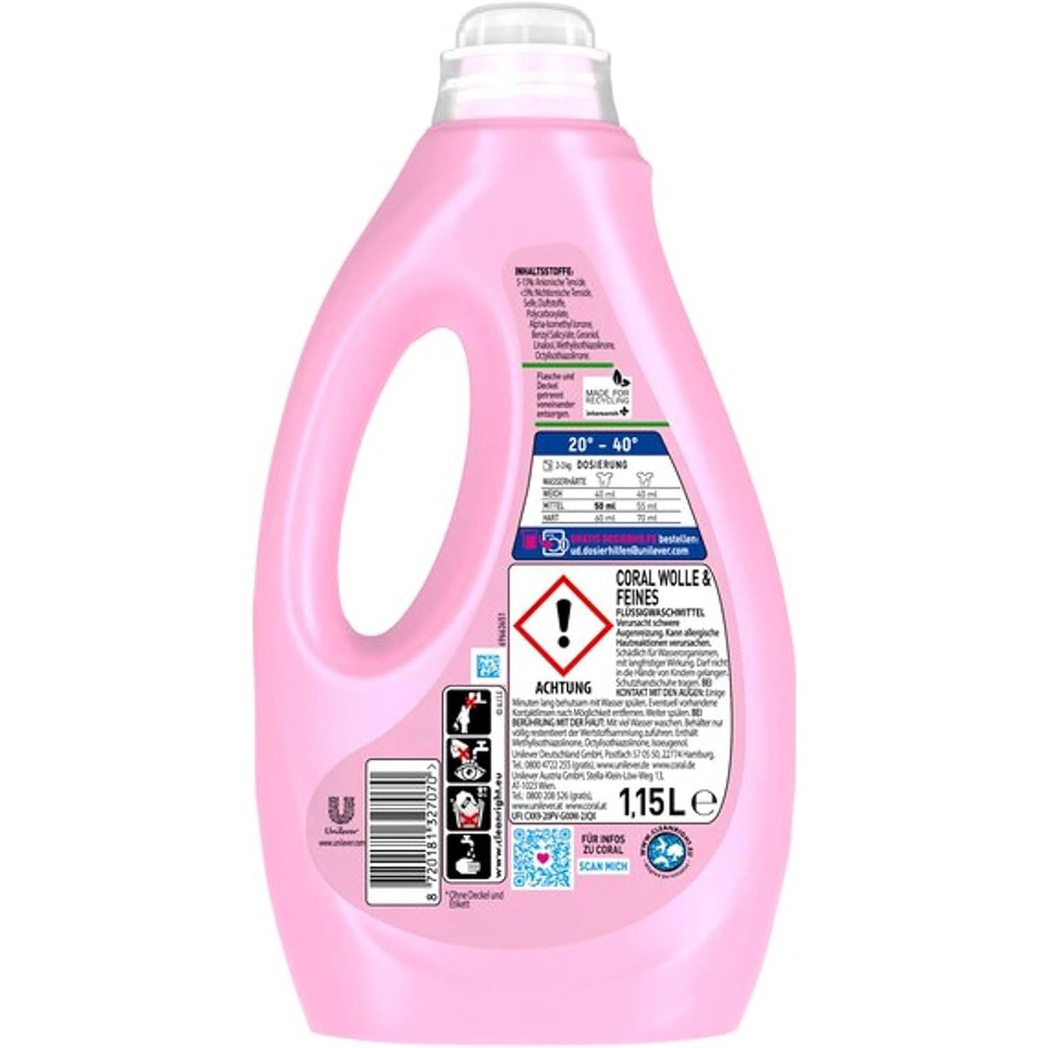 Coral Wolle & Feines Feinwaschmittel für schonende Reinigung 23WL (1.15 L) Colorwaschmittel (1-St)