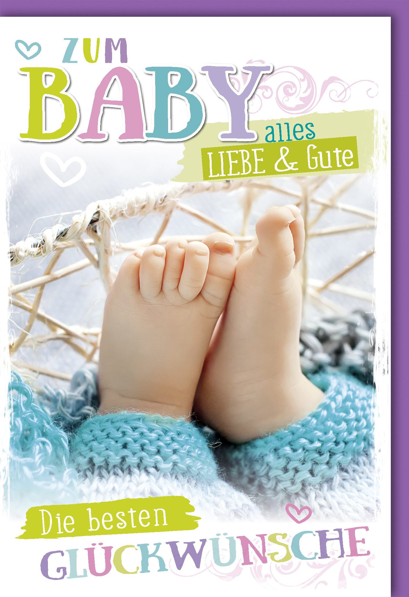 Grußkarten Geburt – Baby – Freudiges Ereignis - Karte mit Umschlag - "Alles Liebe