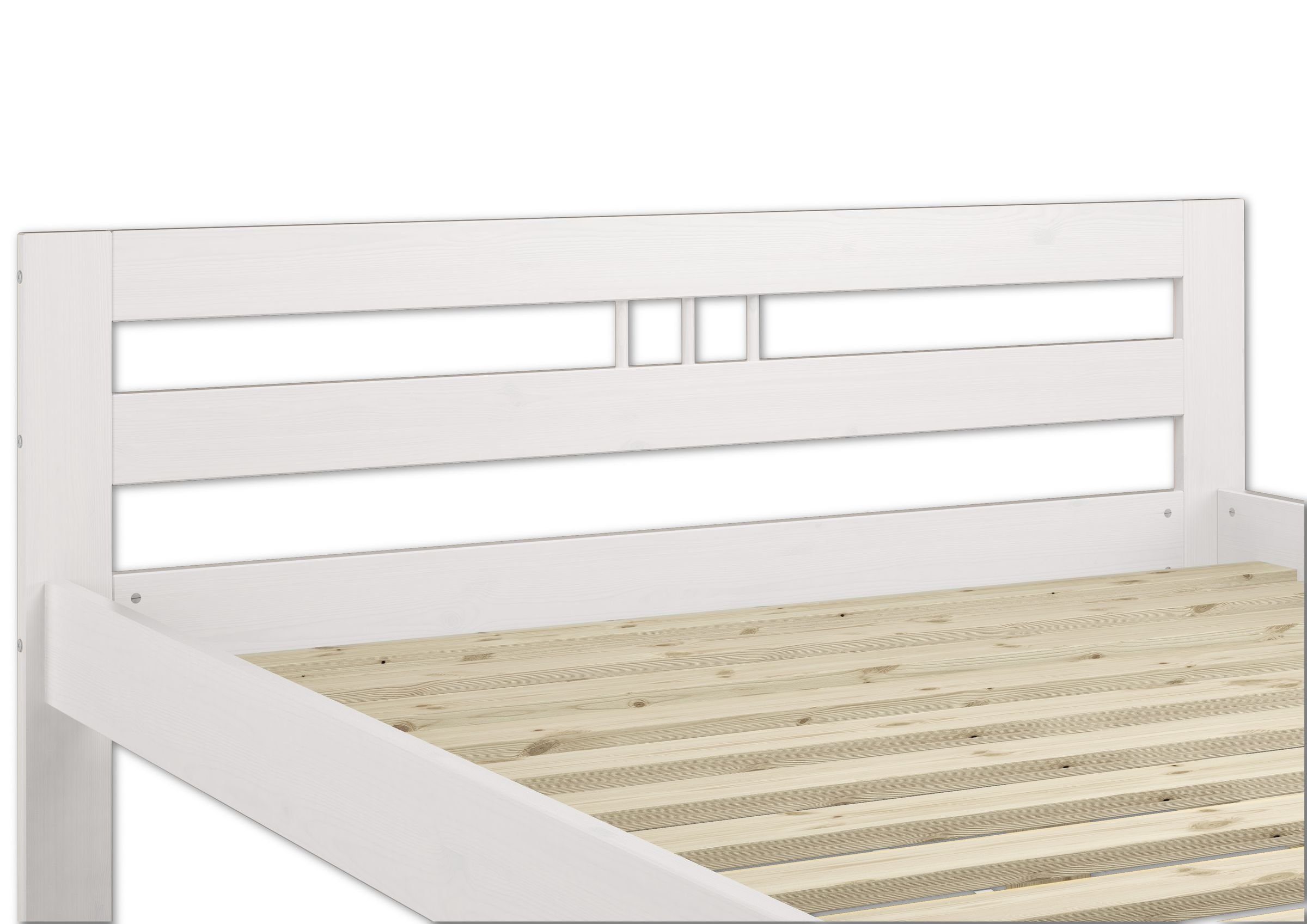 ERST-HOLZ Bett Doppelbett Rollrost, Kieferwaschweiß weiß 140x200 Kiefer mit