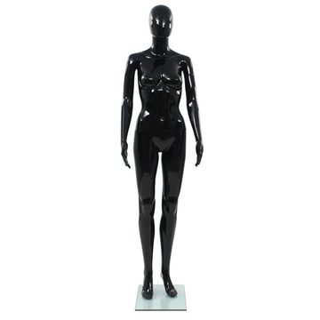 vidaXL Schneiderpuppe Weibliche Schaufensterpuppe mit Glassockel Schwarz 175 cm Ankleidepupp