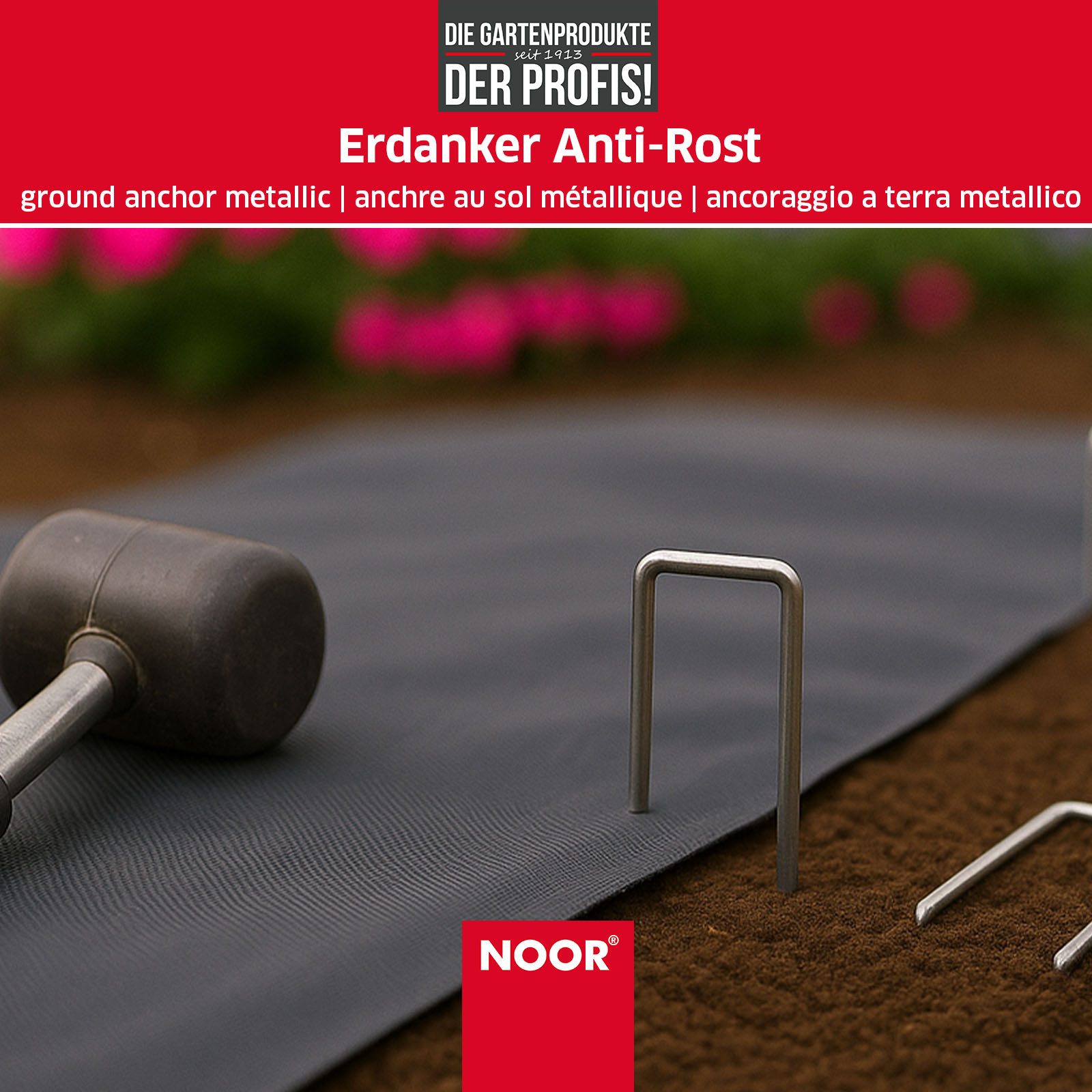 NOOR Zelthering NOOR Erdanker/Heringe Anti-ROST - aus verzinktem Stahl - 20 cm Länge, (100-St), Bodenanker für Vlies, Kunstrasen, Schlauch - Ideal für Garten & Zelt