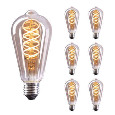Crown LED 6X Vintage Glühbirne E27, Dimmbar, 5W, 1800K, Warmweiß, 230V Halogenlampe, Warmwei 6Xantik