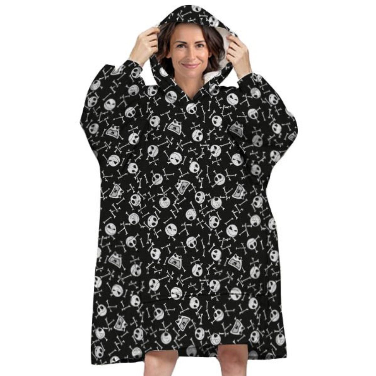 Aymax sprl Poncho Disney Jack Skellington Hoodie Decke Weihnachten für Erwachsene