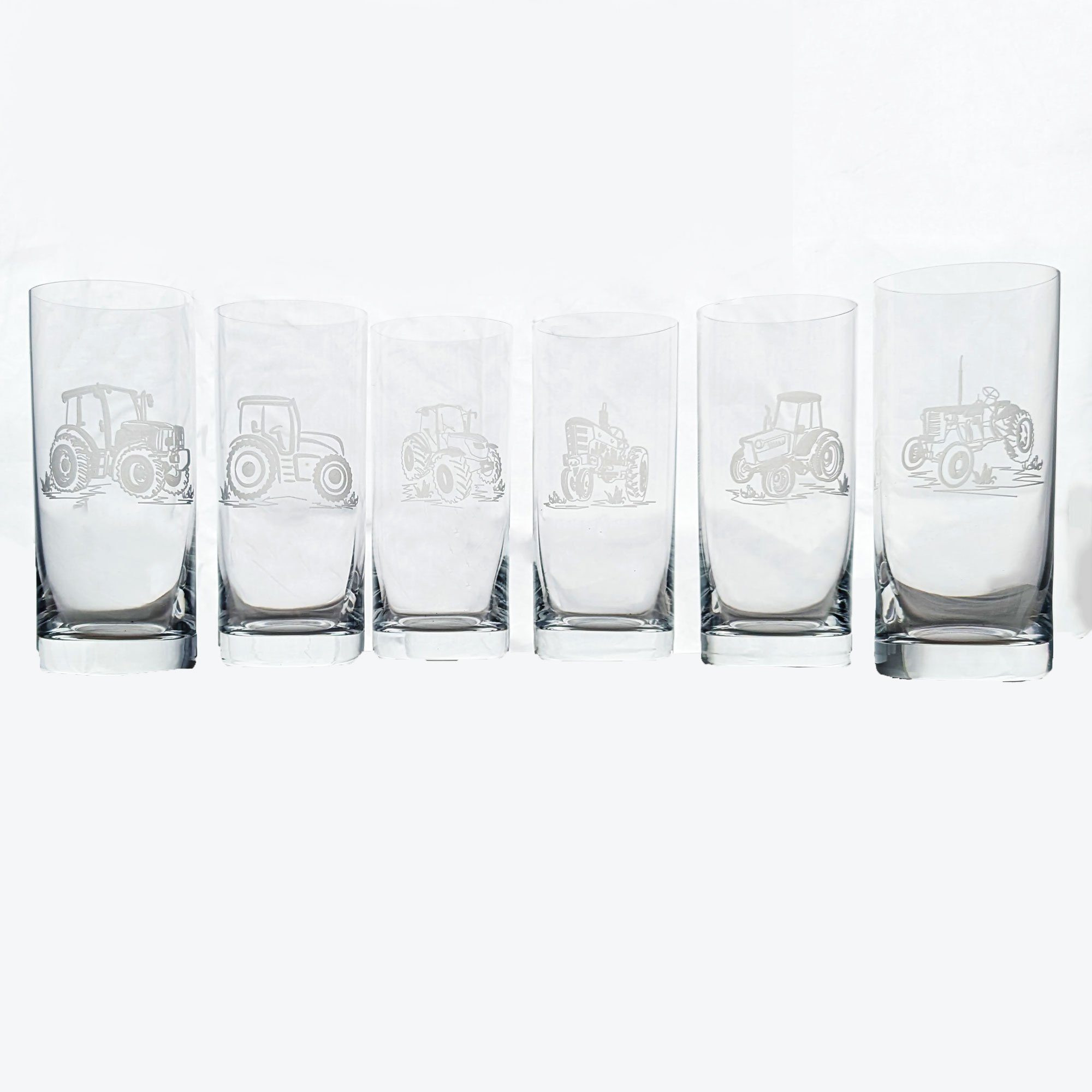 Bohemia Crystal Glas Barline, Kristallglas, Traktormotive, 6-teilig, Inhalt 300 ml