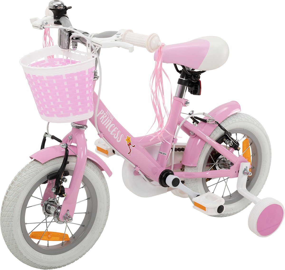 Princess Mädchen Motors Rutschfeste 5 - Rosa 2 - Bike Design & - pink), ohne Mädchenfahrrad - (höhenverstellbares Weiß, Kinderrad 1-tlg., Schutzbleche Zoll gefederter - Kinderrad hinten - Reflektoren - 12 Prinzessin - Stützräder Gang, vorne 1 Jahre Kinder Korb - - Handgriffe Schaltung, - V-Brake-Bremse Fahrrad Mädchen - Sattel, Wave-Rahmen - in Actionbikes Kinderfahrrad