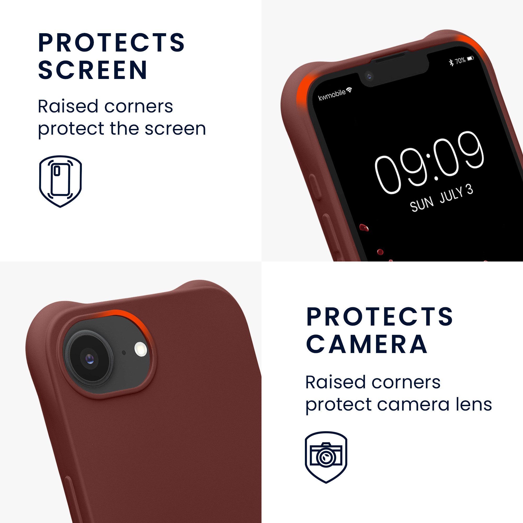 kwmobile Smartphone-Hülle Hülle für Apple iPhone 17e / iPhone 16e, mit Metall Kette zum Umhängen - Silikon Handy Cover Case Schutzhülle