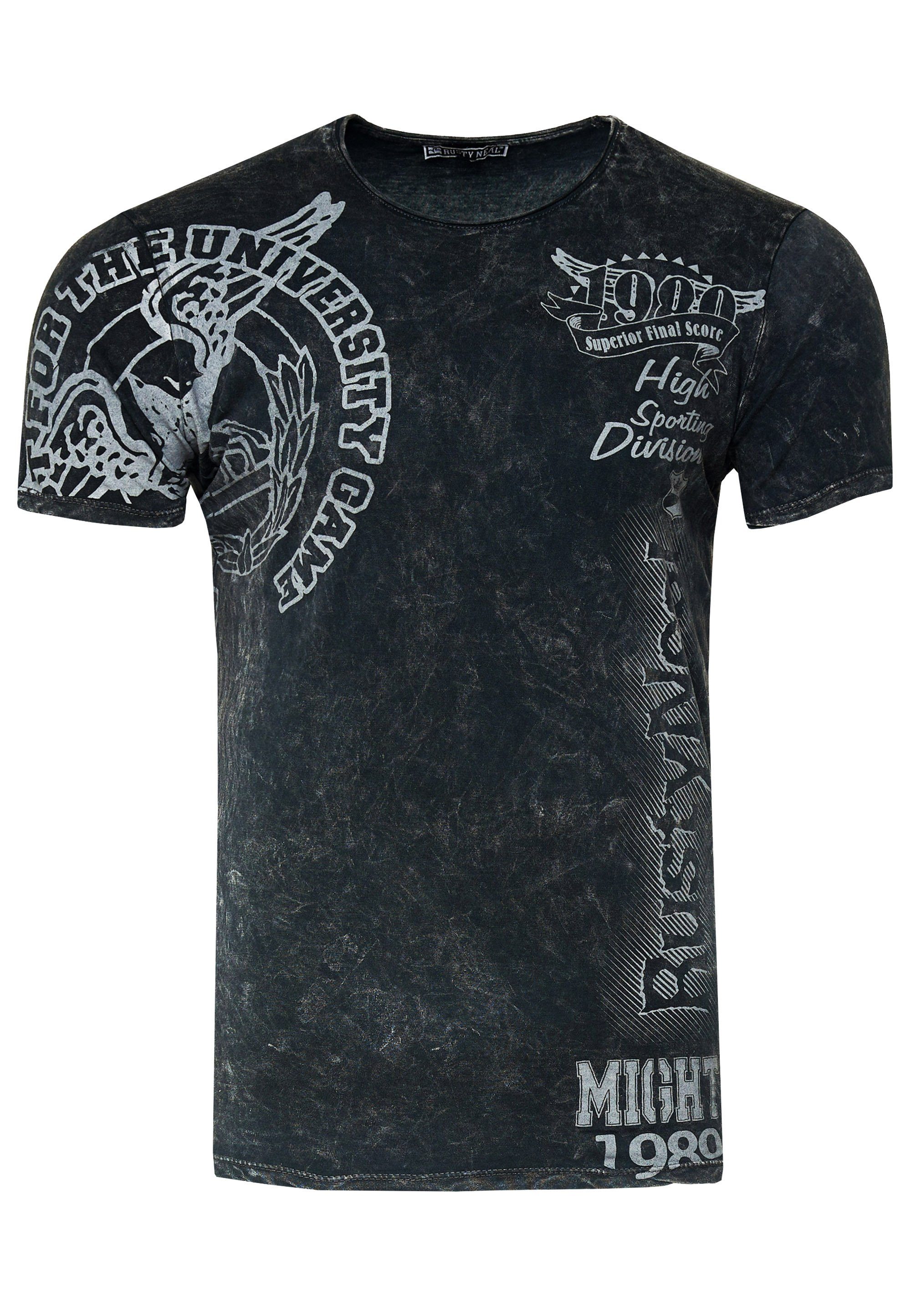 Rusty Neal T-Shirt mit eindrucksvollem Print anthrazit