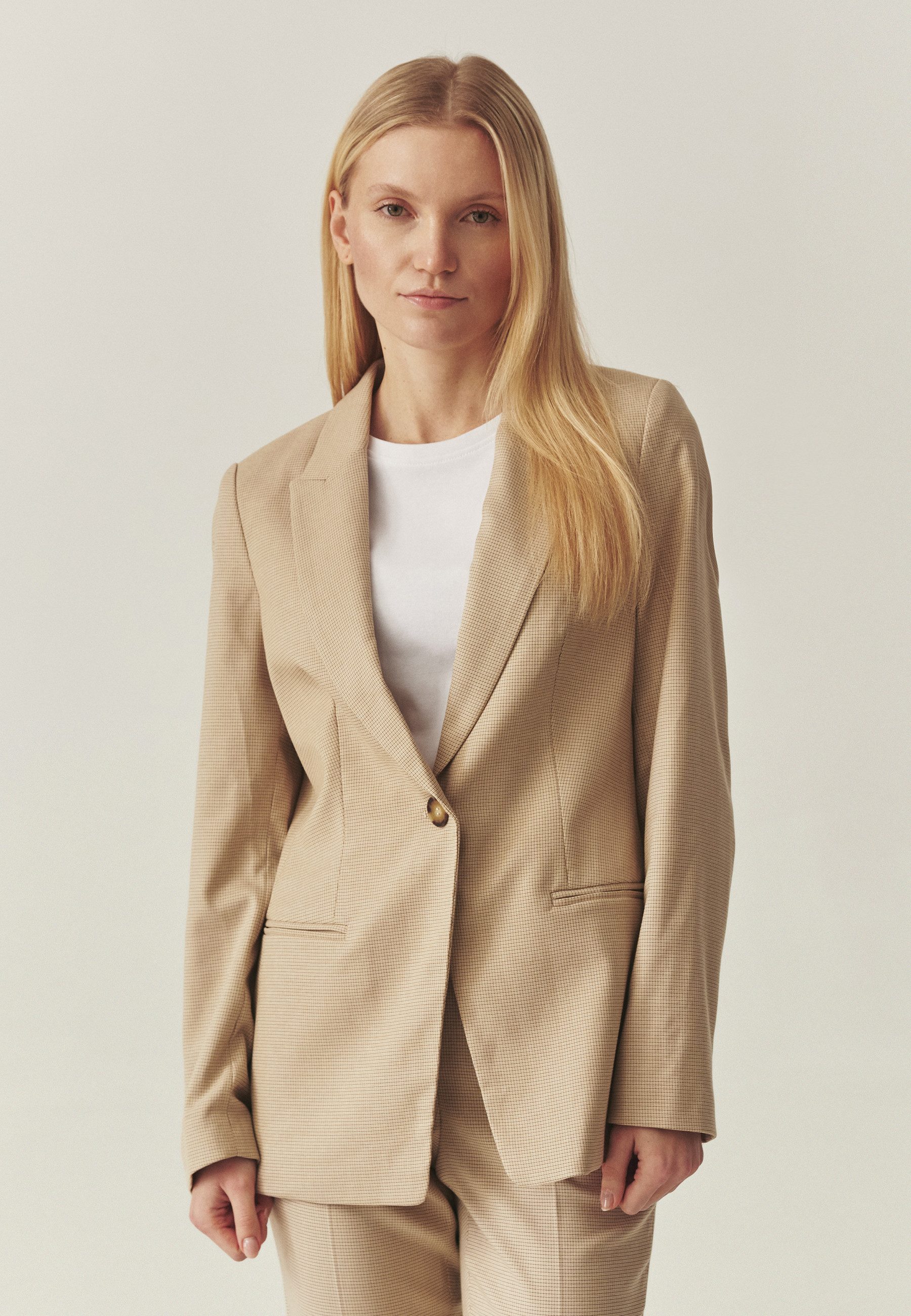 TATUUM Longblazer Taillenblazer Im Feinen Karomuster - Lamiza