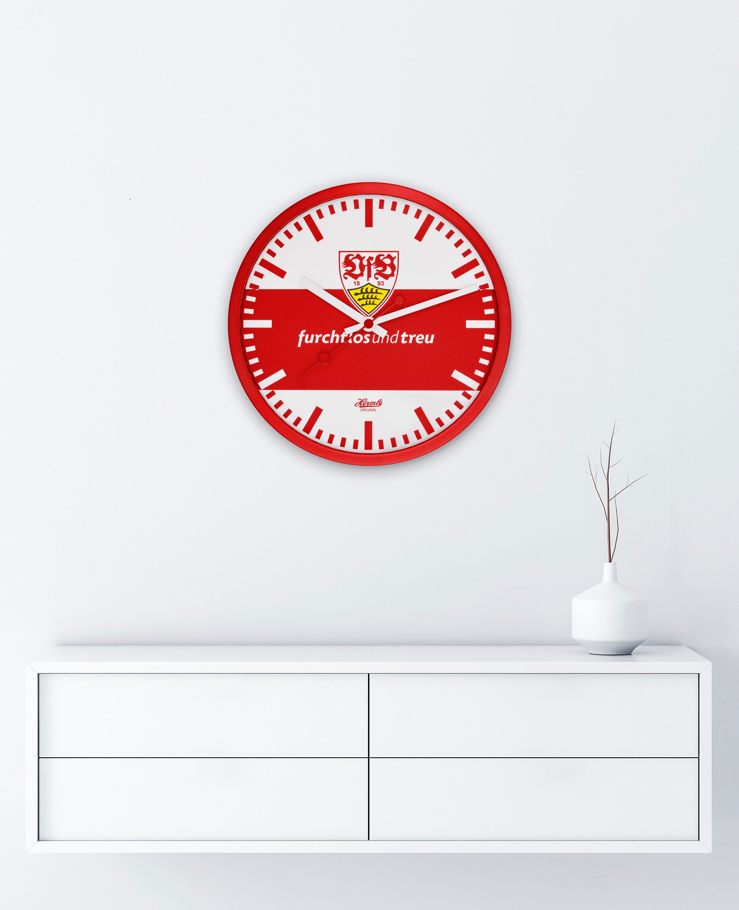Hermle Wanduhr VFB Stuttgart Version furchtlos und treu 31893-002100 (Ideal auch als Geschenk)