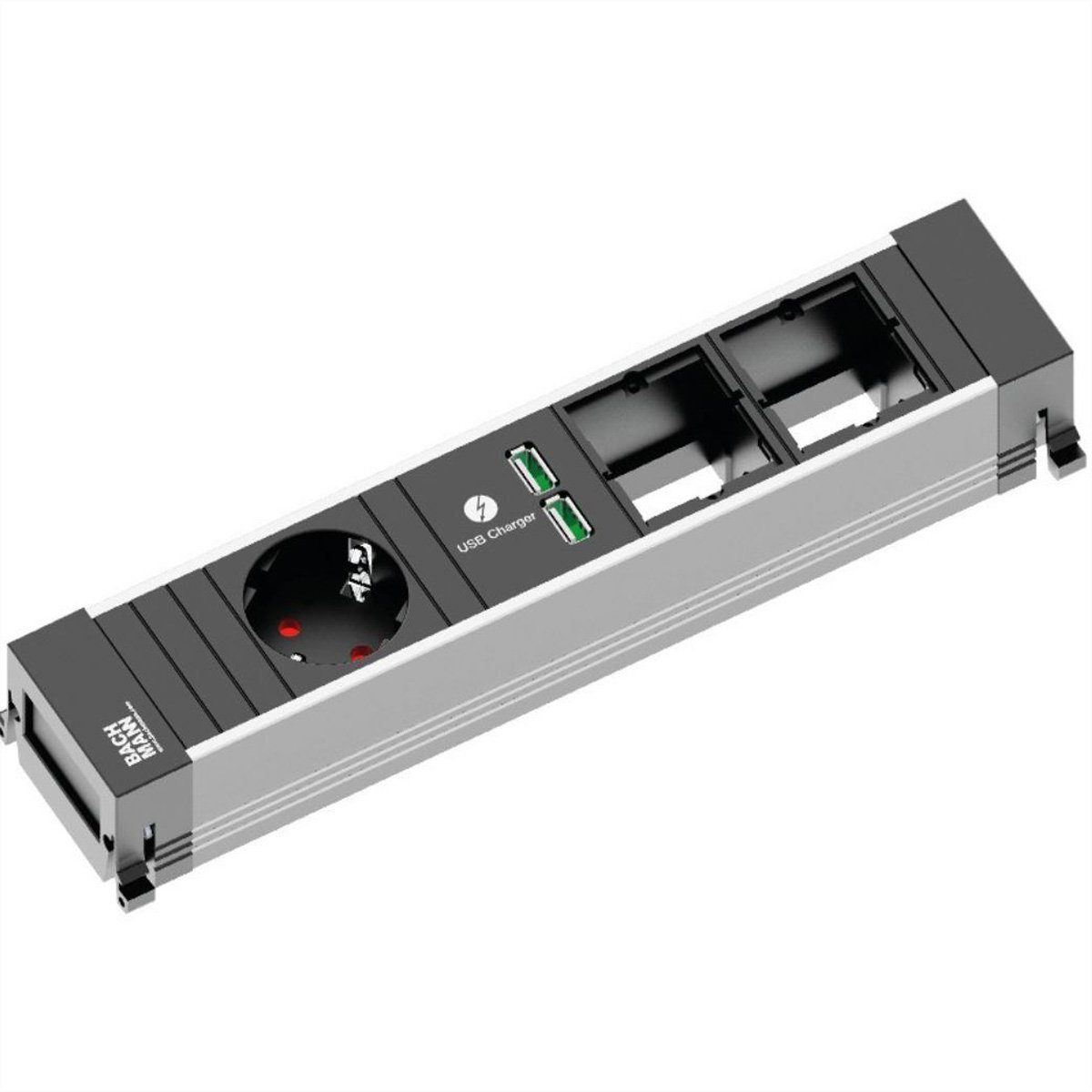 Bachmann POWER FRAME Medium 1x Schutzkontakt 1x USB Charger 2x ABD Einbau-Tischsteckdosenleiste (Kabellänge 0.2 m), 916.0041