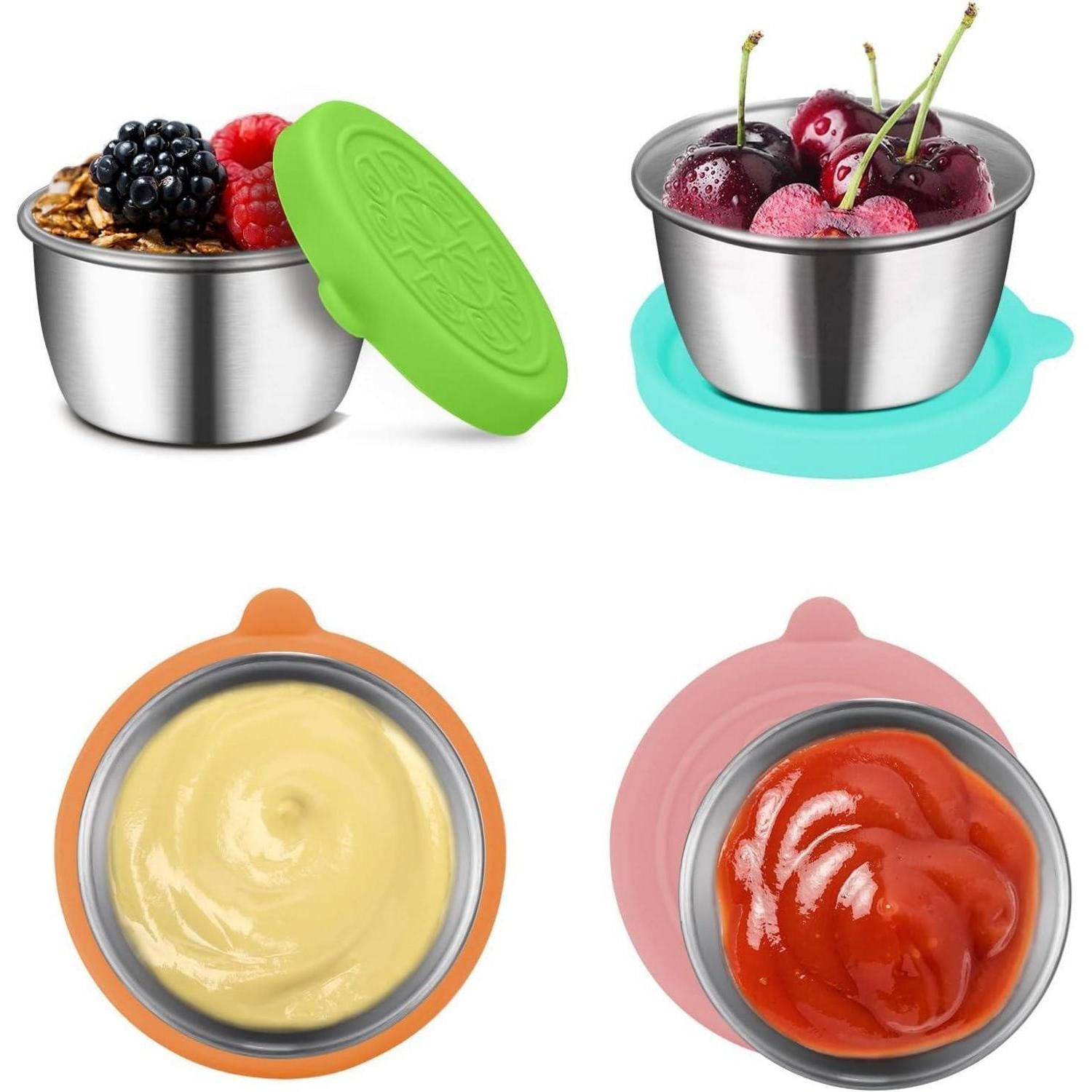 LuxusKollektion Lunchbox Dressing Behälter 4 Stück Edelstahl 304 Silikondeckel 7 im Vergleich