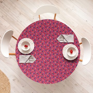 Abakuhaus Tischdecke Rundum-elastische Stofftischdecke, Paisley Blumenvolkskunst auf Streifen