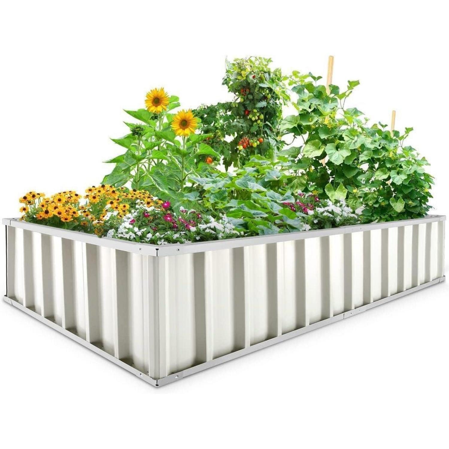 KING BIRD Hochbeet Hochbeet Metall 174x90x30cm Pflanzkübel Blumenkasten T-Etiketten