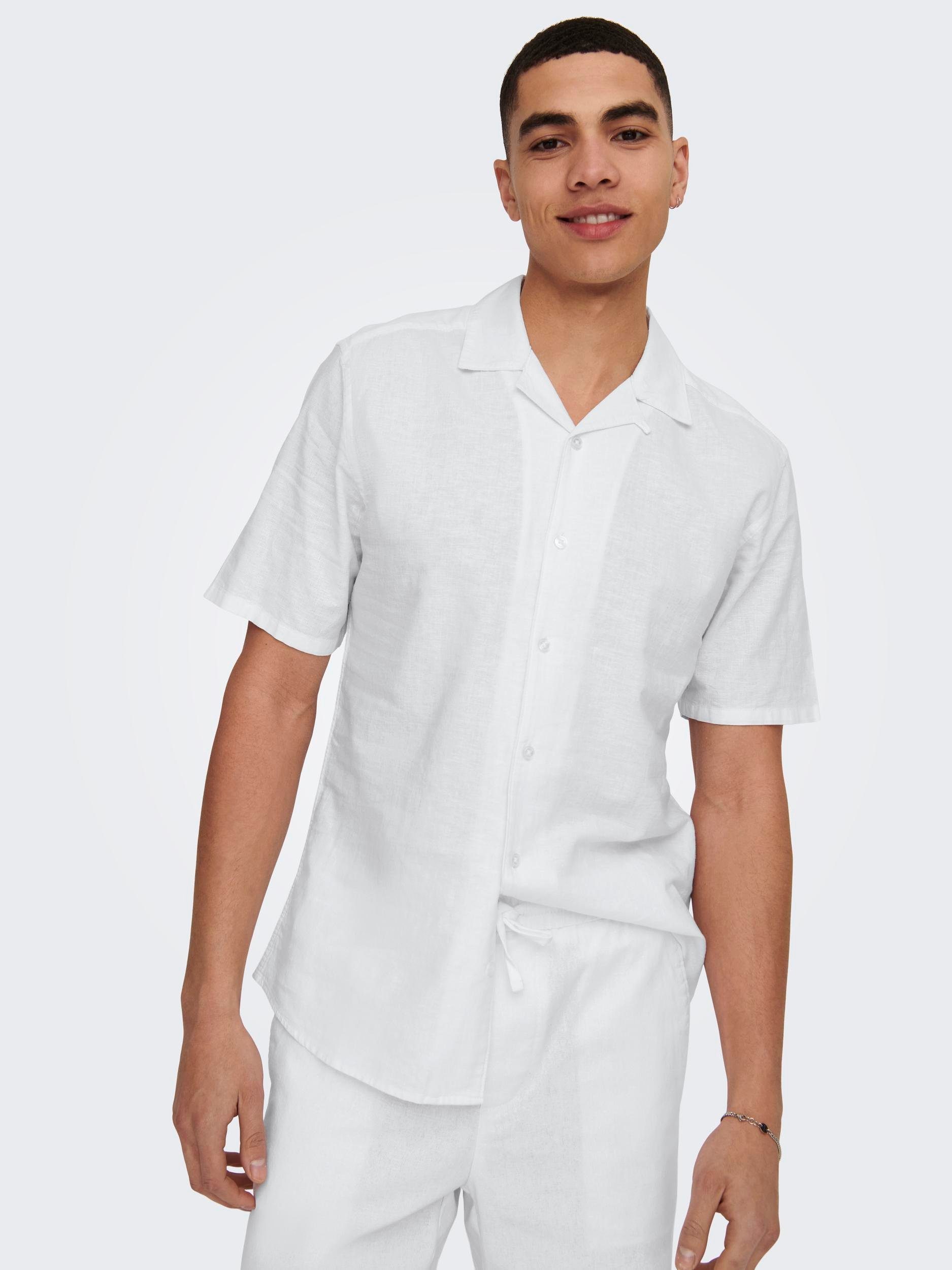 ONLY & SONS Kurzarmhemd ONSCAIDEN SS SOLID RESORT LINEN NOOS