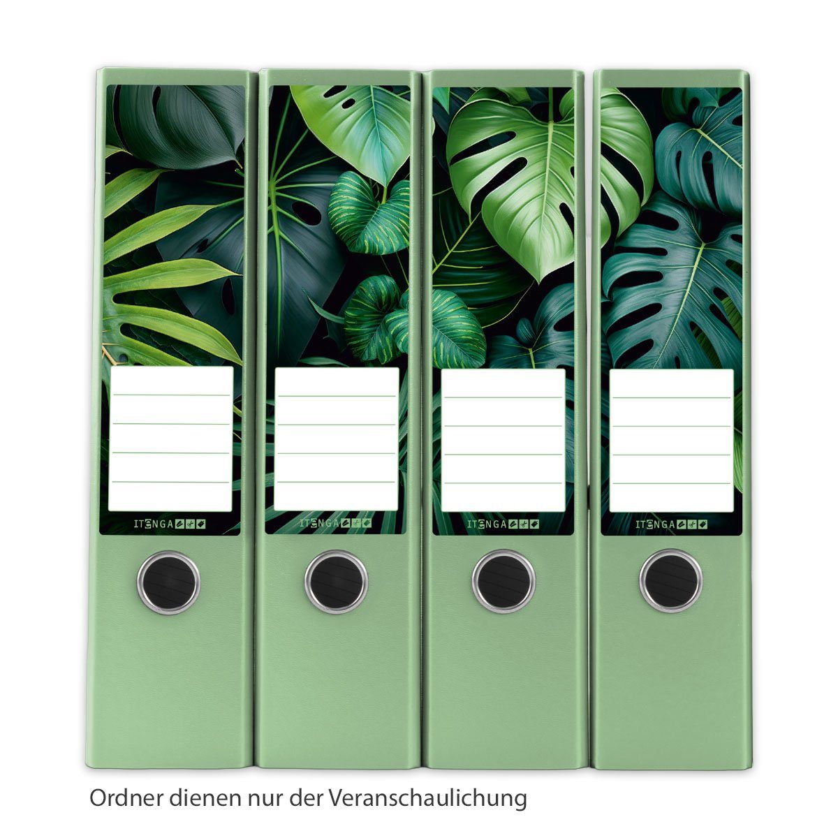 itenga Etiketten itenga 12er Set Ordneretiketten als Panorama Motiv Dschungel Blätter -
