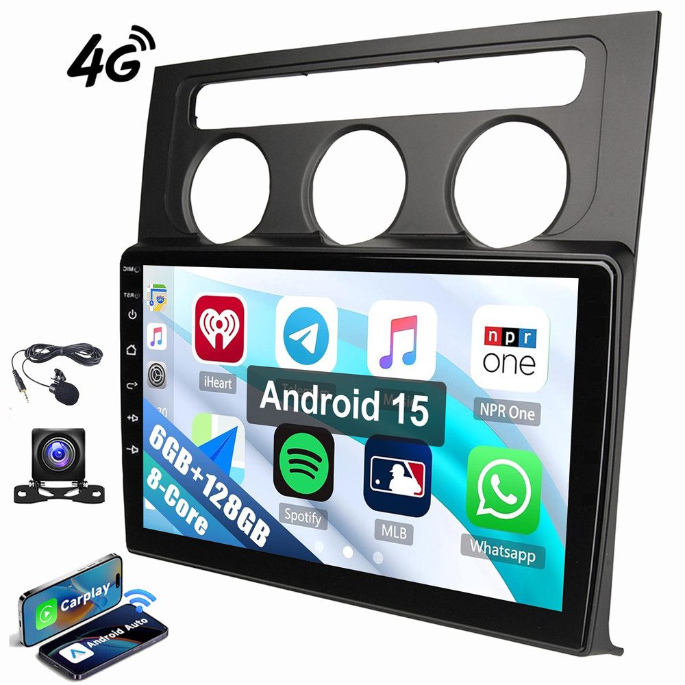 ESSGOO 6+128GB Für VW Touran 1T1 1T2 1T3 03-10 Android 15 8-Kern Autoradio (RDS, Digitalradio (DAB), FM, AM, Carplay Android Auto Navi 4G LTE WIFI 8-Kern)