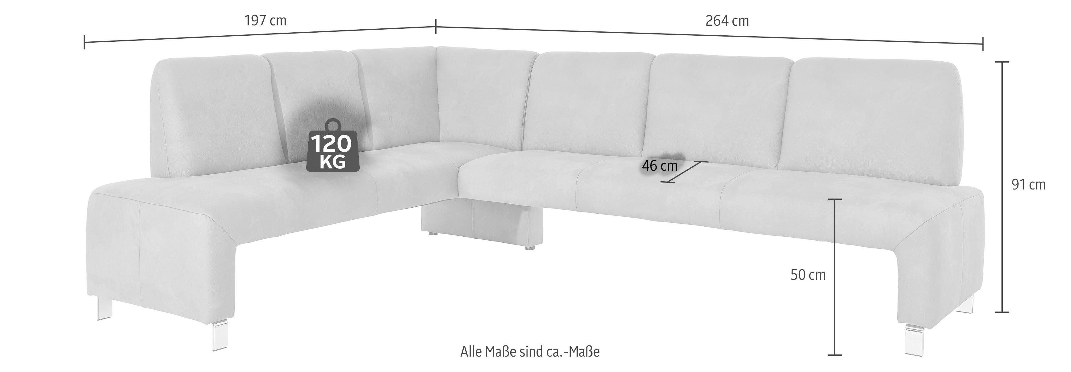 exxpo - sofa fashion Eckbank Intenso, modern, 263/198 cm (B/T), hohe Bodenfreiheit, frei im Raum stellbar, hoher Sitzkomfort