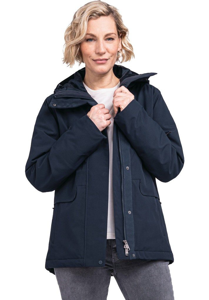 Schöffel Winterjacke Insulated Antwerpen (Kapuze, wasserdicht, atmungsaktiv) dunkelblau