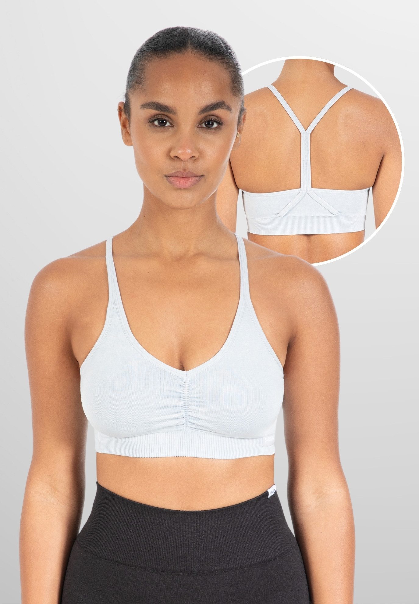 Smilodox Sport-BH Batik Scrunch Icon, Push Up BH ohne Bügel V-Ausschnitt Fitness Shaped Fit Sport Bra Herausnehmbare Cups Verstellbare Träger Yoga Gym