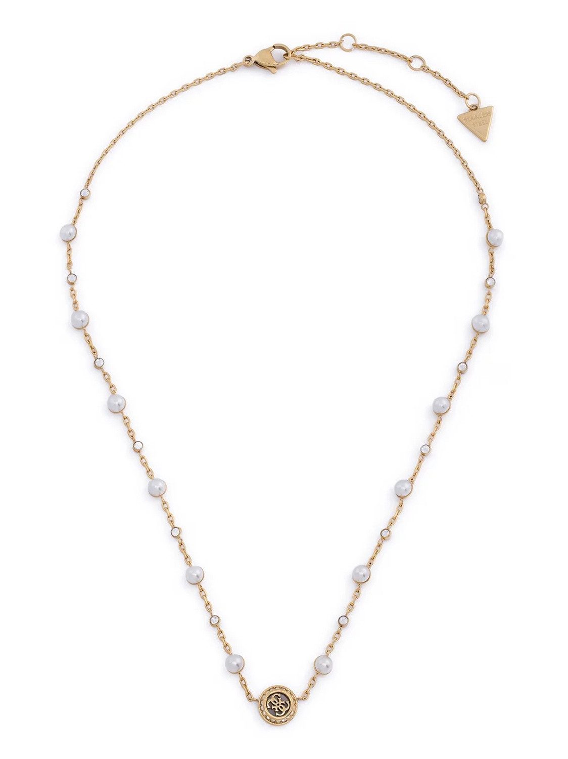 Guess Kette mit Anhänger JUBN05515JWYGT/U, Damen-Halskette Multi Pearls 4G Goldfarben