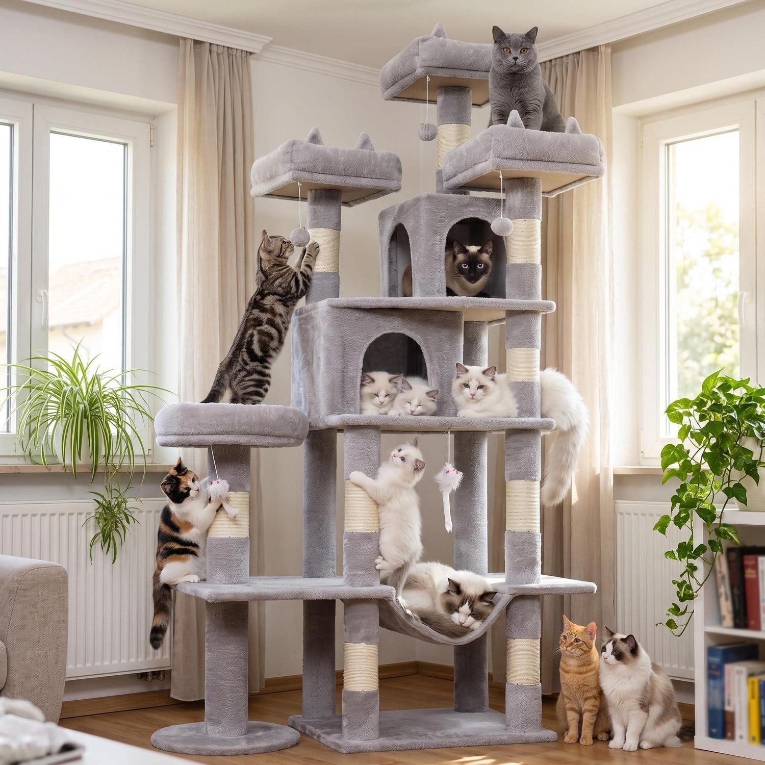 LuxusKollektion Kratzbaum Katzenbaum Kratzbaum 181cm Hellgrau