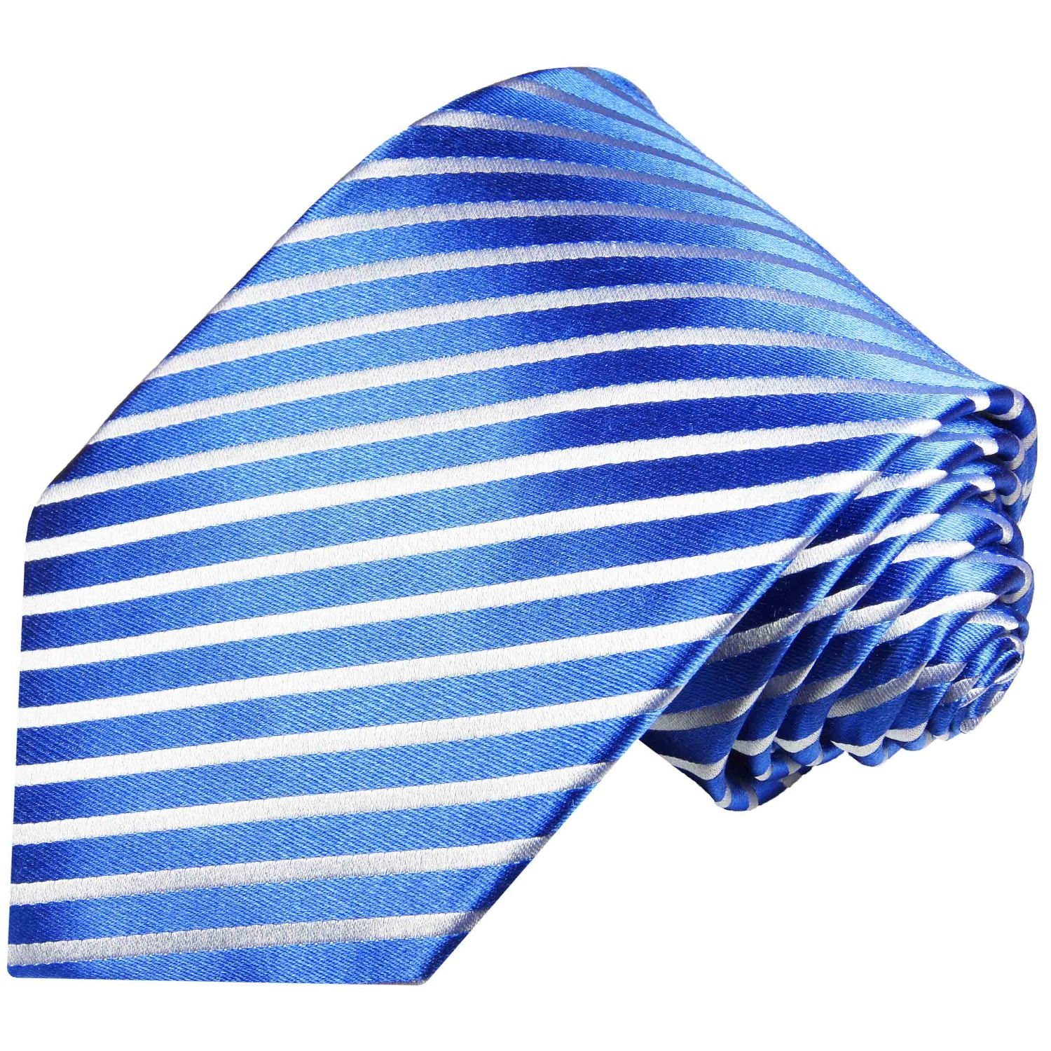 Paul Malone Krawatte Herren Seidenkrawatte Schlips modern gestreift 100% Seide Breit (8cm), blau 923