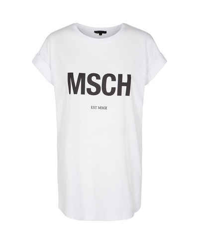Moss Copenhagen T-Shirt »Moss Copenhagen - ALVA TEE - T-Shirt MSCH print, längere Länge, weiß-schwarz«