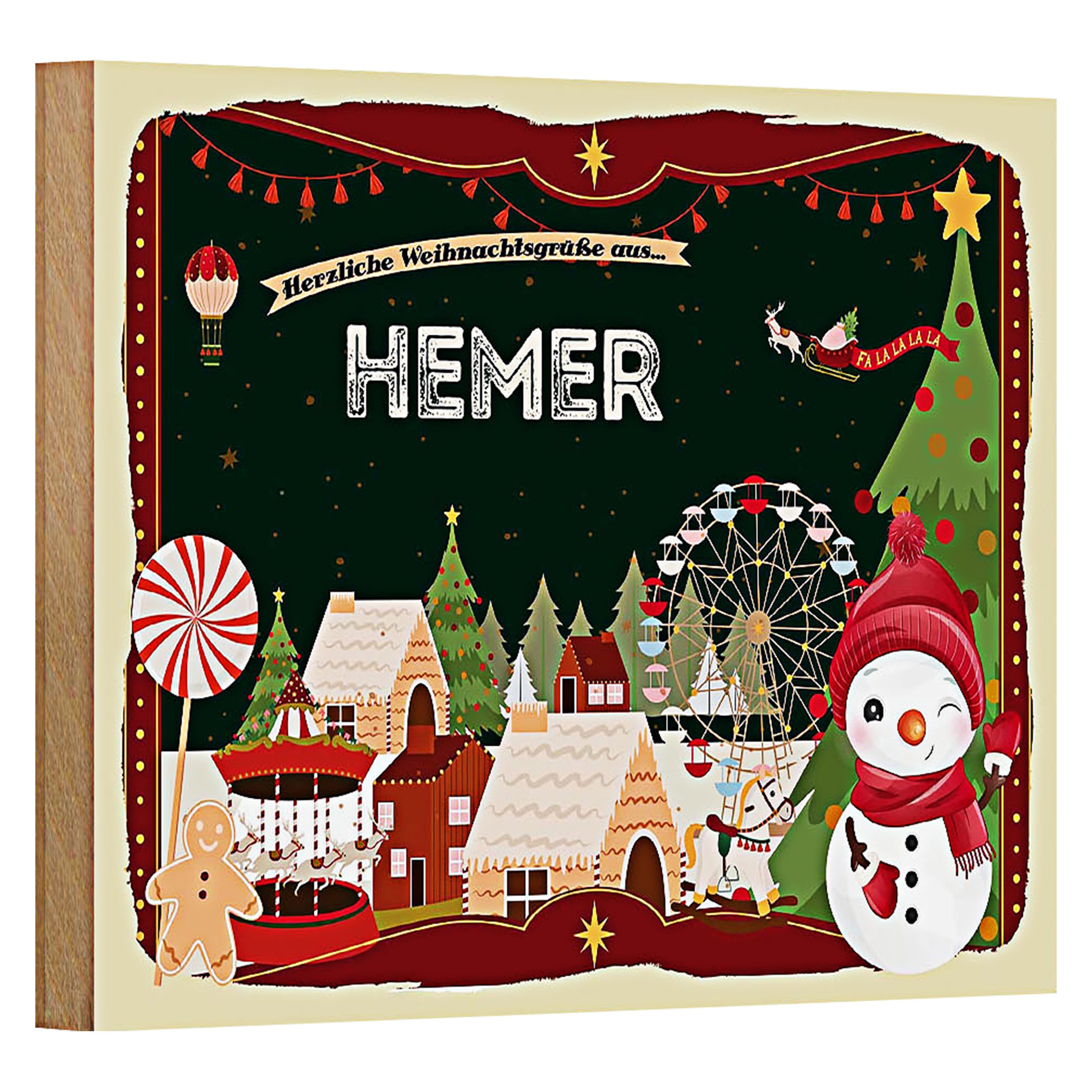 Roomando Holzbild Weihnachten Grüße aus HEMER 18x12cm