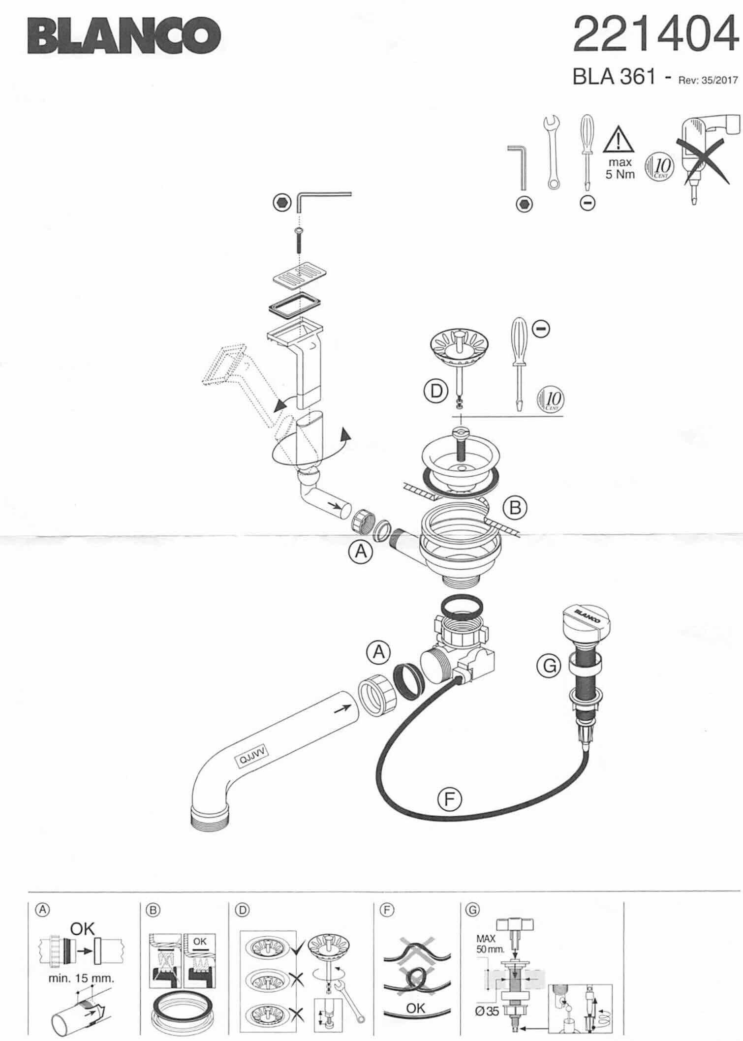 Blanco Einbauspüle Blanco Ablaufgarnitur 3,5'' Sieb mit Ablauffernbedienung Überlauf