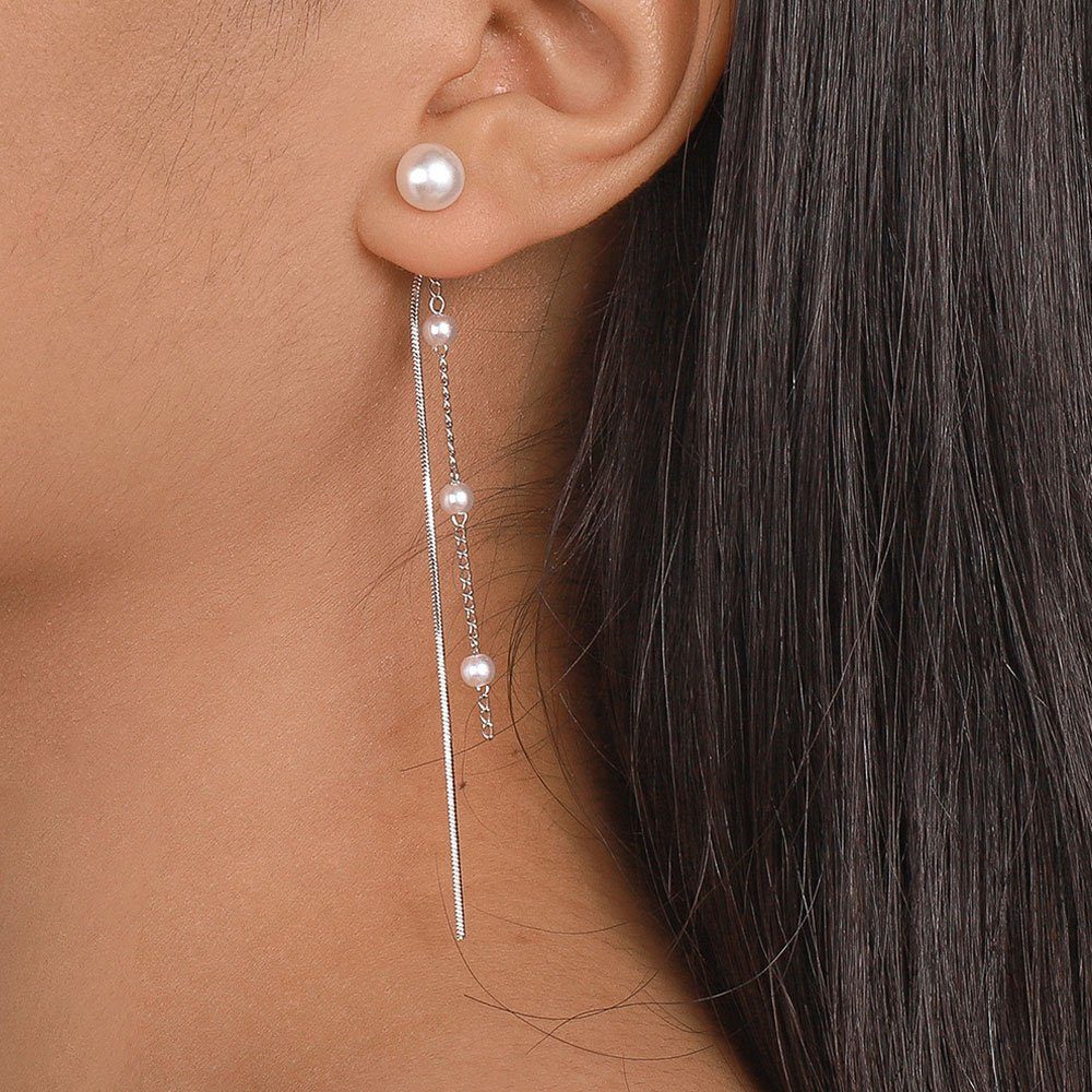 AUzzO~ Paar Ohrhänger Paar Ohrringe Damenschmuck Ohrringe für Bräute ohrringe mit Quaste, Anhänger Ohrringe Silber
