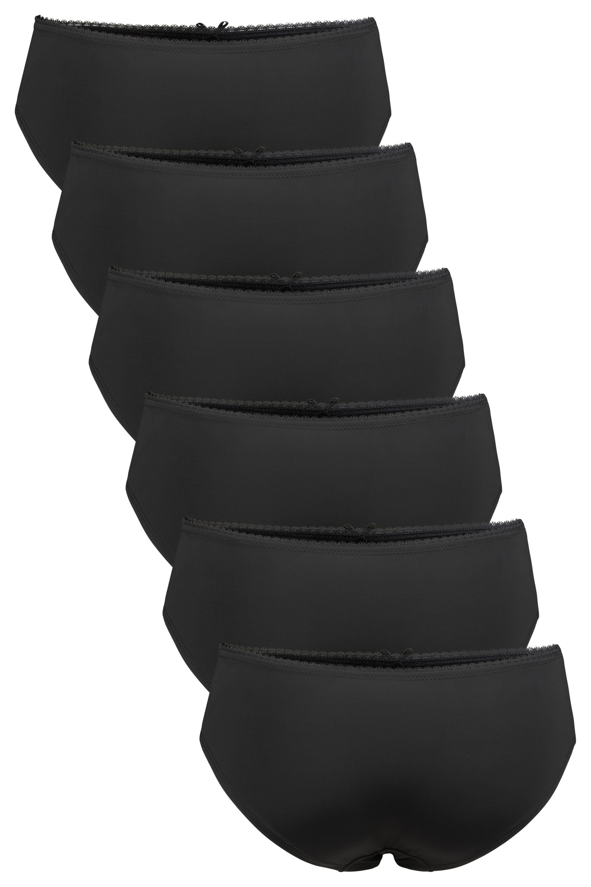 Fabio Farini Hipster Damen Slip - Frauen Höschen aus atmungsaktiver Microfaser (Packung, 6-St) im sportlichen Look mit dezenter Spitze am Bund