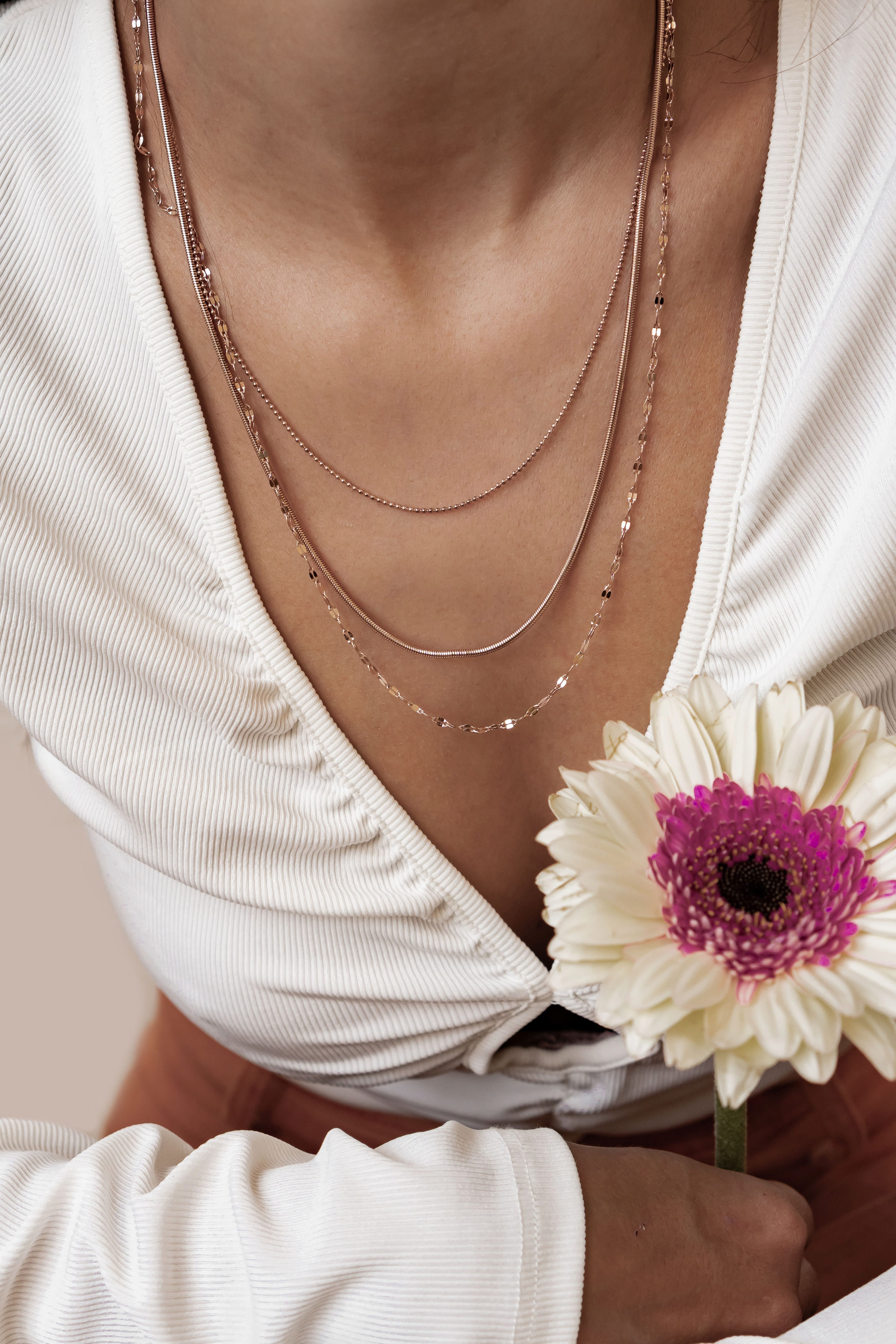 Hey Happiness Collier Trio Layer, elegant & feminin, Mehrreihige Edelstahl Halskette Damen, verstellbar