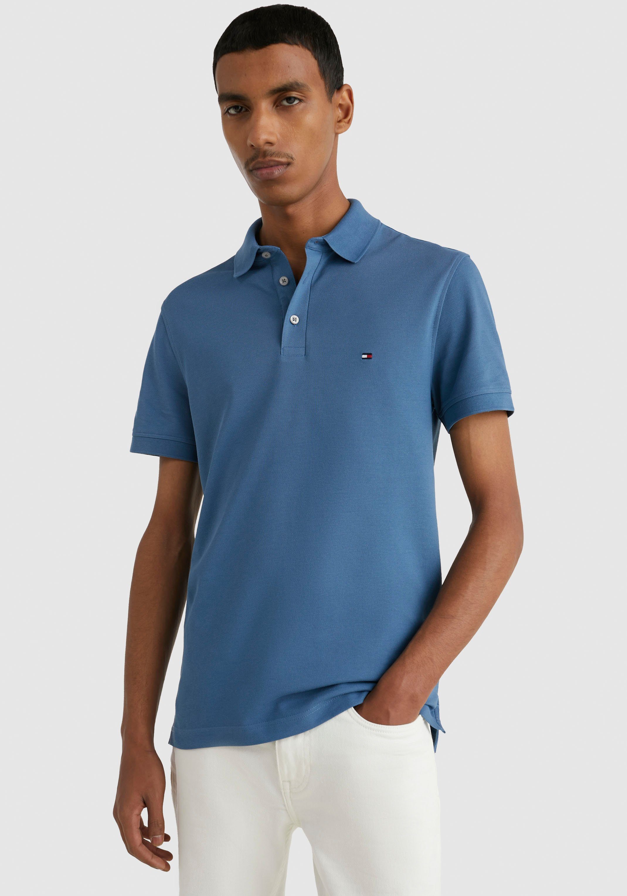 1985 Tommy Blue SLIM POLO Hilfiger Poloshirt Coast Logostickerei mit