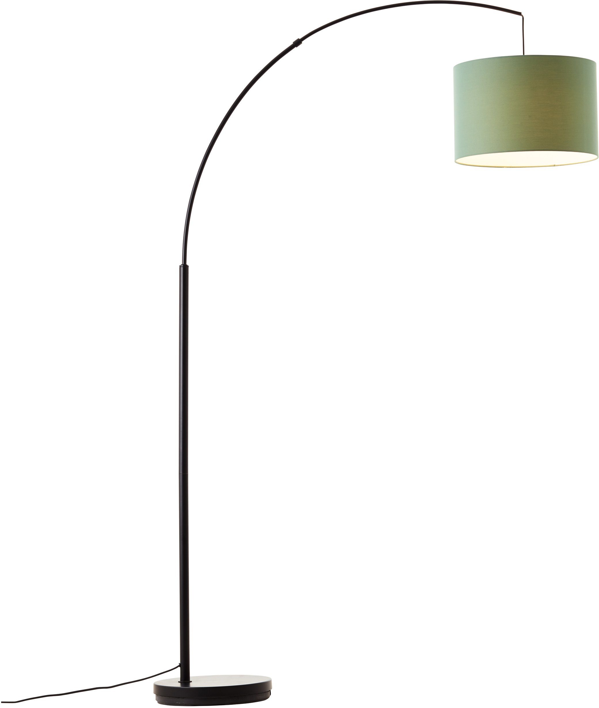 Places of Style Stehlampe Elijah, ohne Leuchtmittel, Bogenlampe Textilschirm Stoff Ø 36cm jade