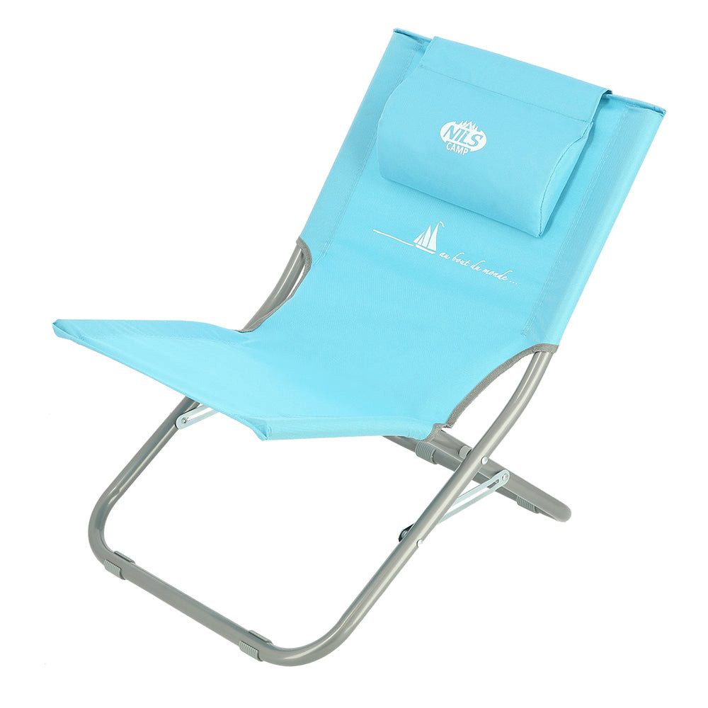 Nils Campingstuhl Strandstuhl Klappstuhl Gartenstuhl (Spar-Set, 1 St), klappbar, Kopfkissen, bis 100 kg, rutschfeste Füße