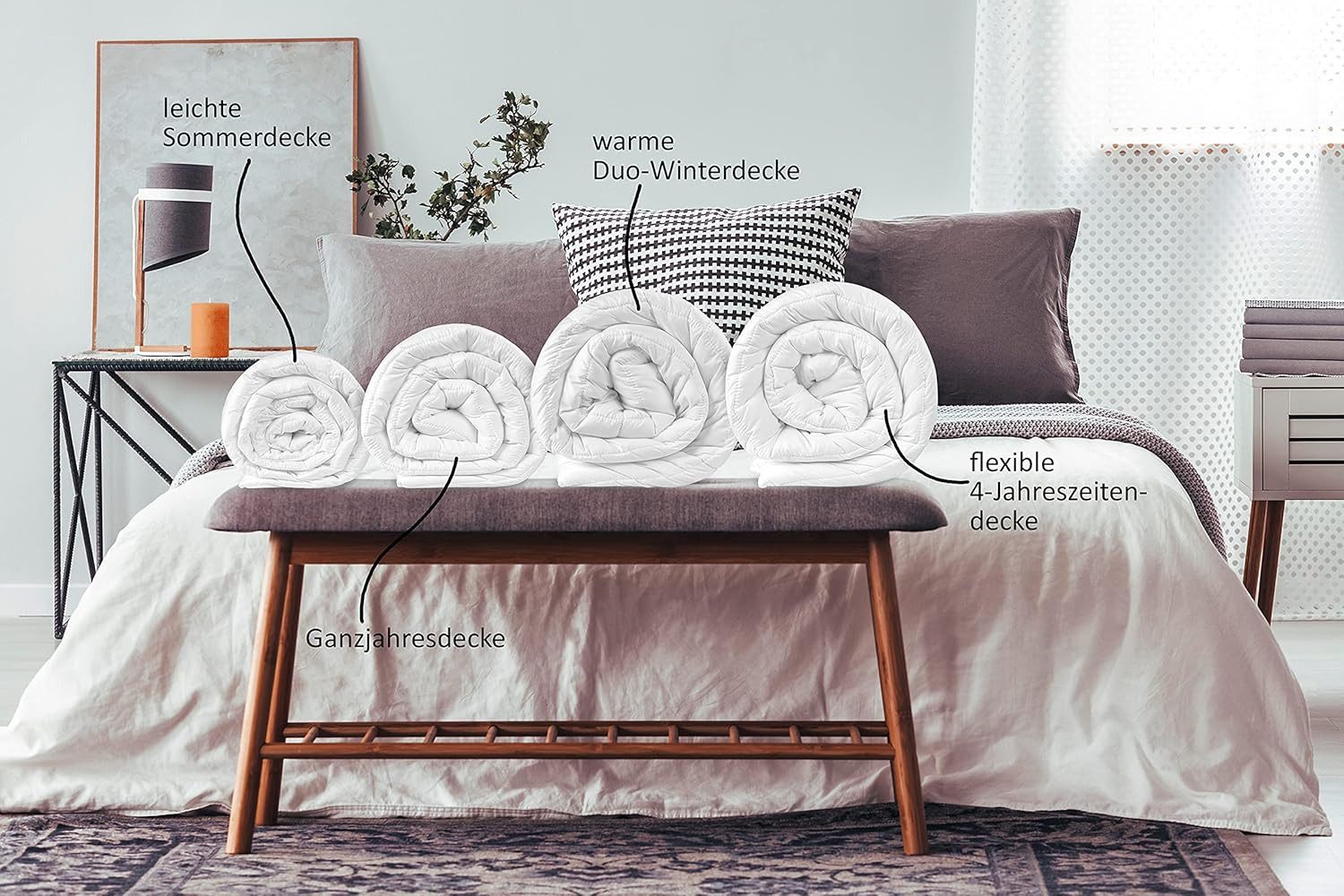 sleepling Microfaserbettdecke Basic 100 Sommerdecke, Füllung: 100% Polyester / Klima Faser, Bezug: 100% Mikrofaser, 135x200 cm, 155x220 cm, allergikerfreundliches Material, Steppdecke