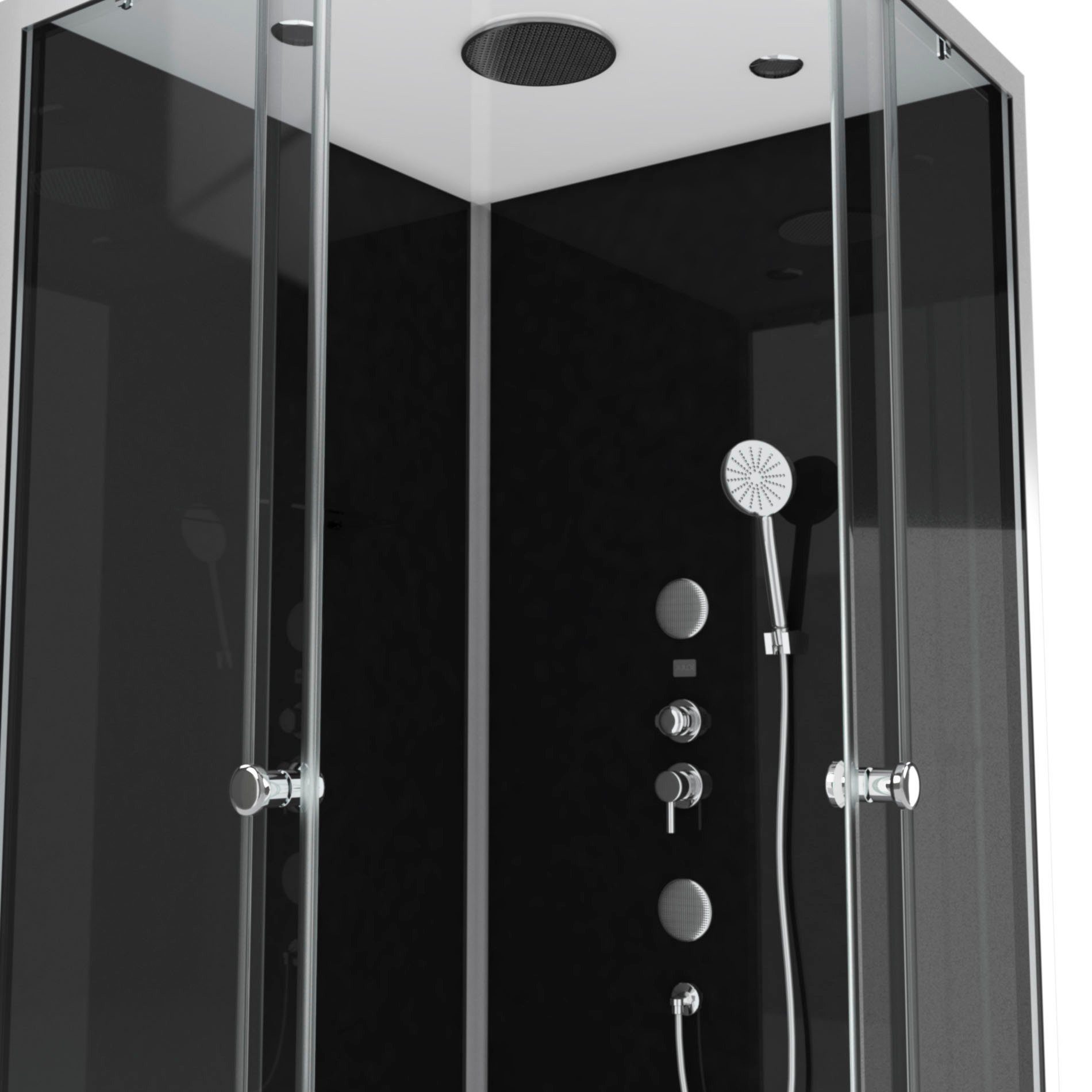 Marwell Komplettdusche Black Suqare, BxT: 90x90 cm, Einscheibensicherheitsglas, Komplett-Set, 90 x 90 x 210 cm - Eckdusche