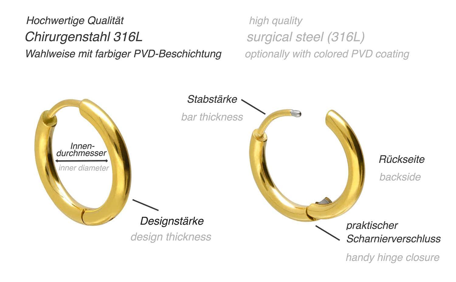 FILANGO Paar Creolen Chirurgenstahl Ohrclicker Creolen (Creolen, 1-tlg)