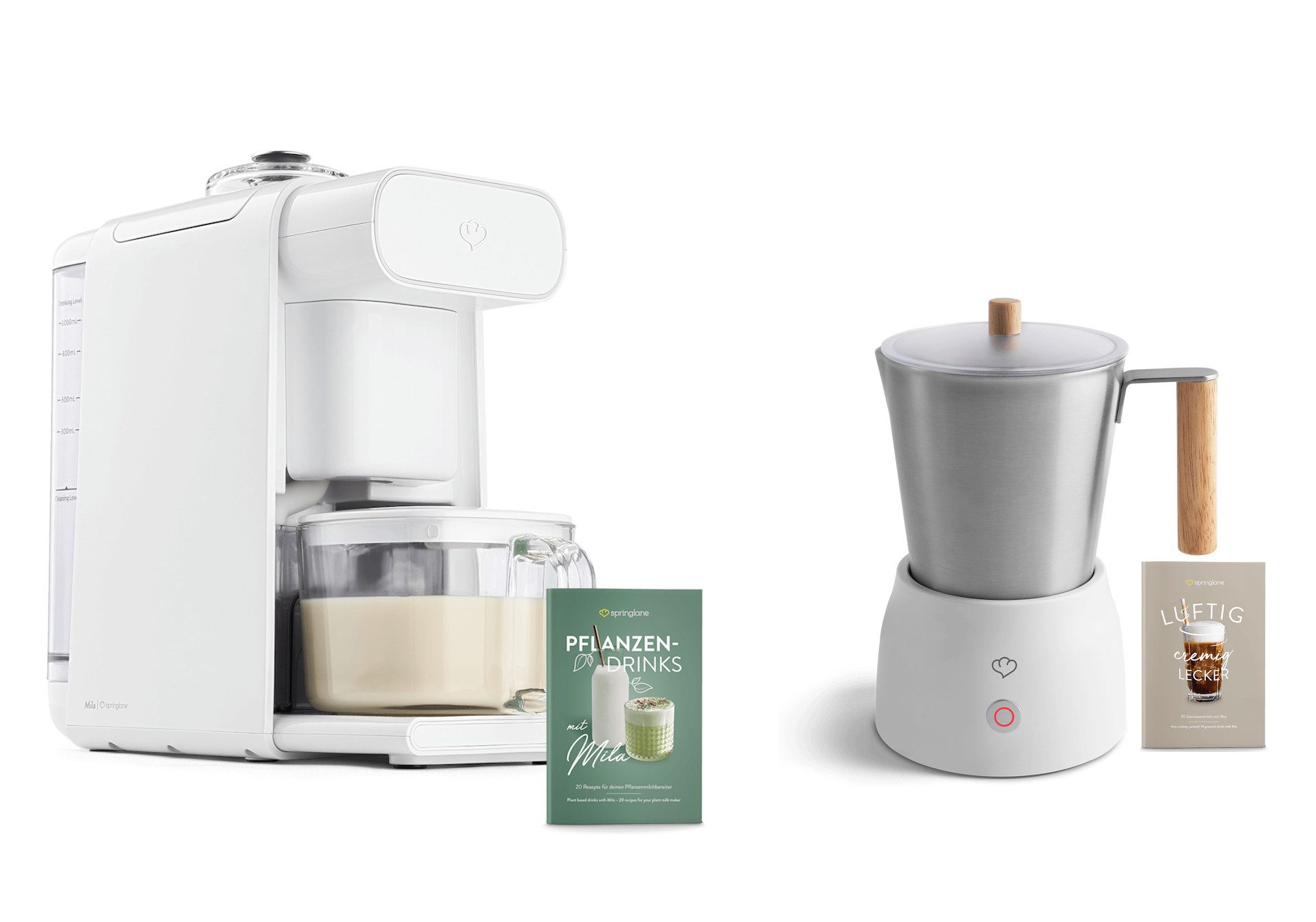 Springlane Zerkleinerer Springlane Pflanzenmilchbereiter Mila 0,6 L & Milchaufschäumer Mia