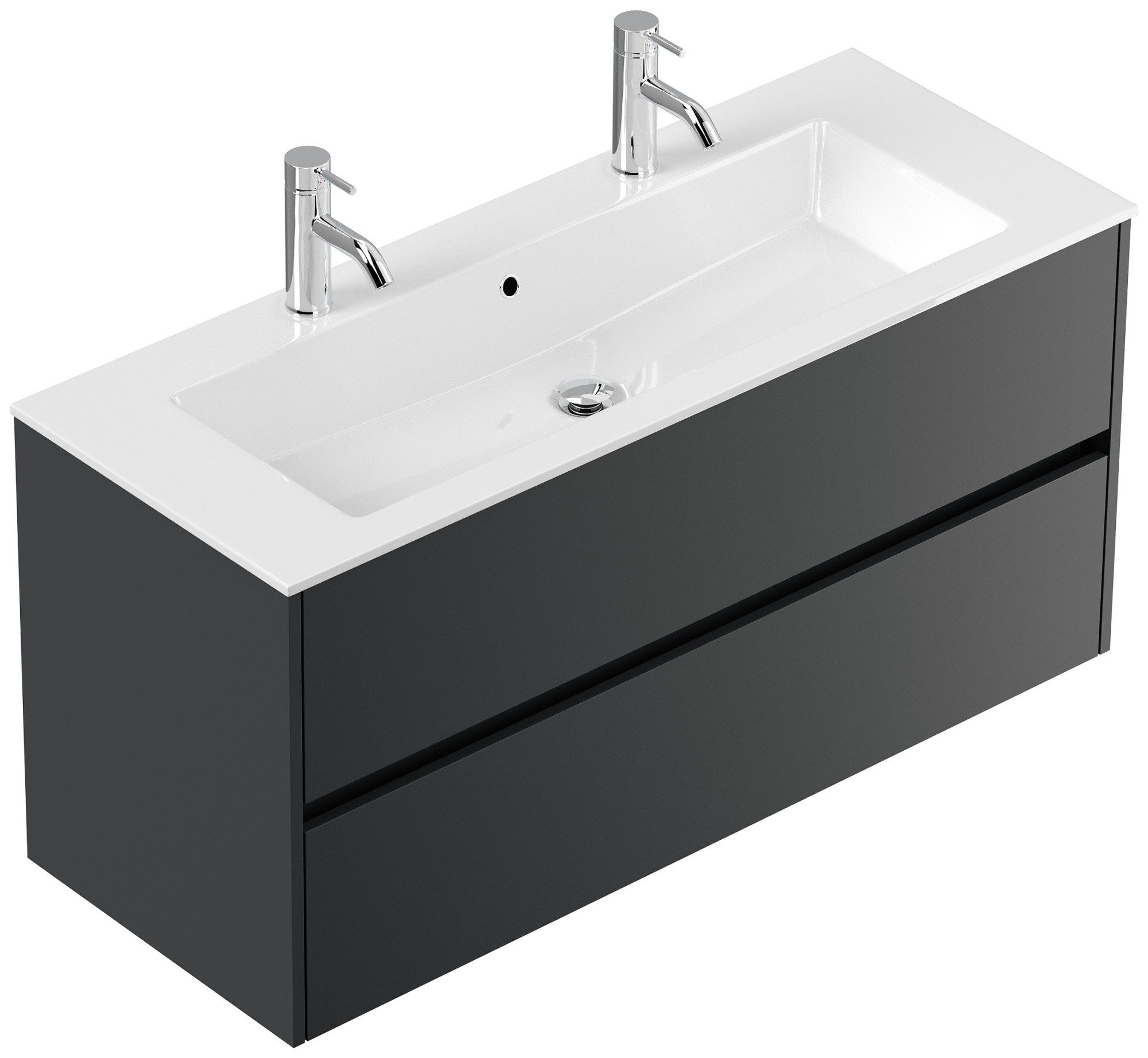 Magnolia Home Doppelwaschtisch Doppelbadmöbel Taifun & Waschtisch 120 cm 2 Greifraum SoftClose Grafit